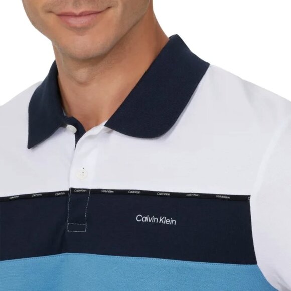 Calvin Klein Blue Colorblock Quick Dry Classic Style Golf Polo Size XL - Picture 3 of 4